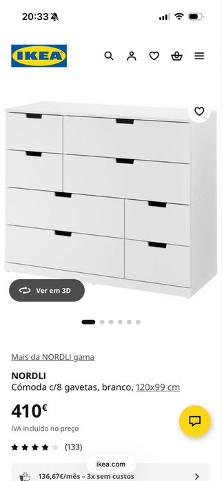 Comoda c/ 8 gavetas Ikea - Nordli
