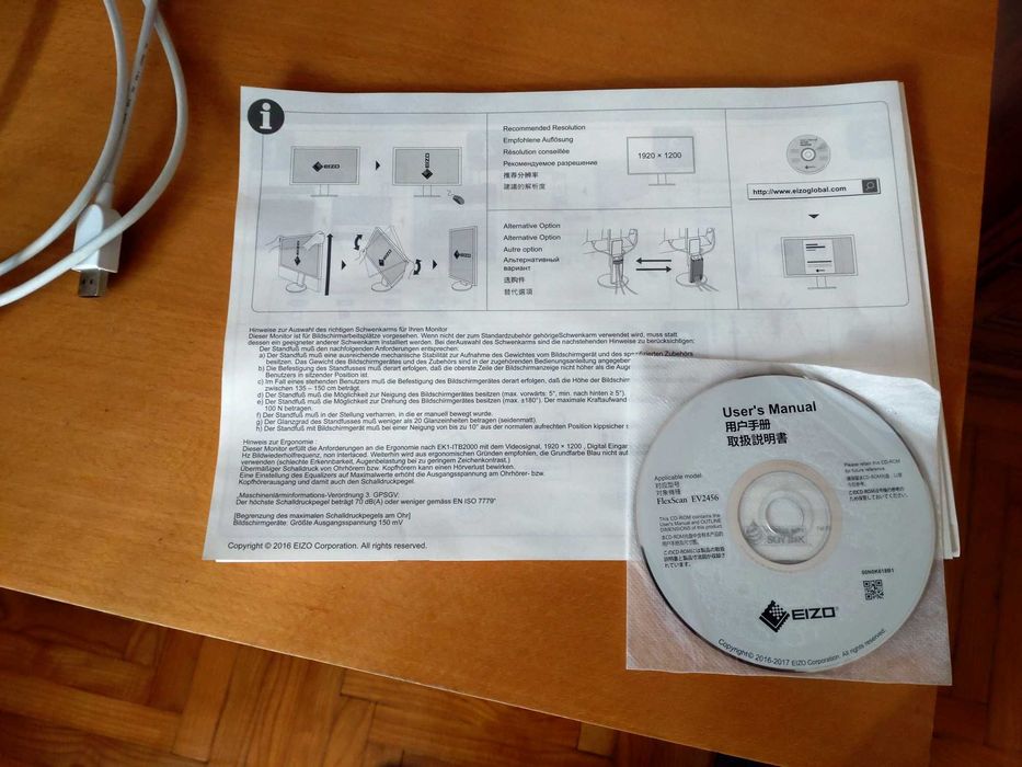 Monitor EIZO FlexScan EV2456-WT 24.1" 1920x1200px IPS