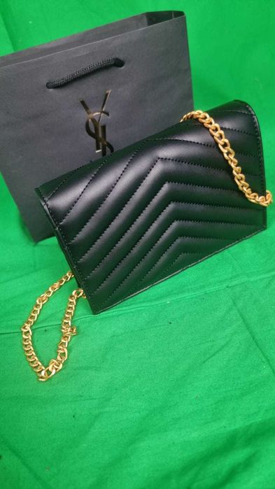 Torebka damska ysl torba listonoszka na lancuszku zlotym Premium