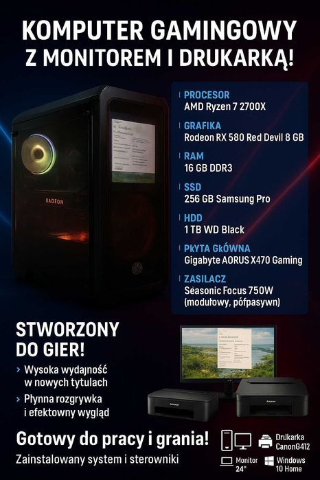 Komputer stacjonarny gaminhgowy AMD Ryzen 7 2700X