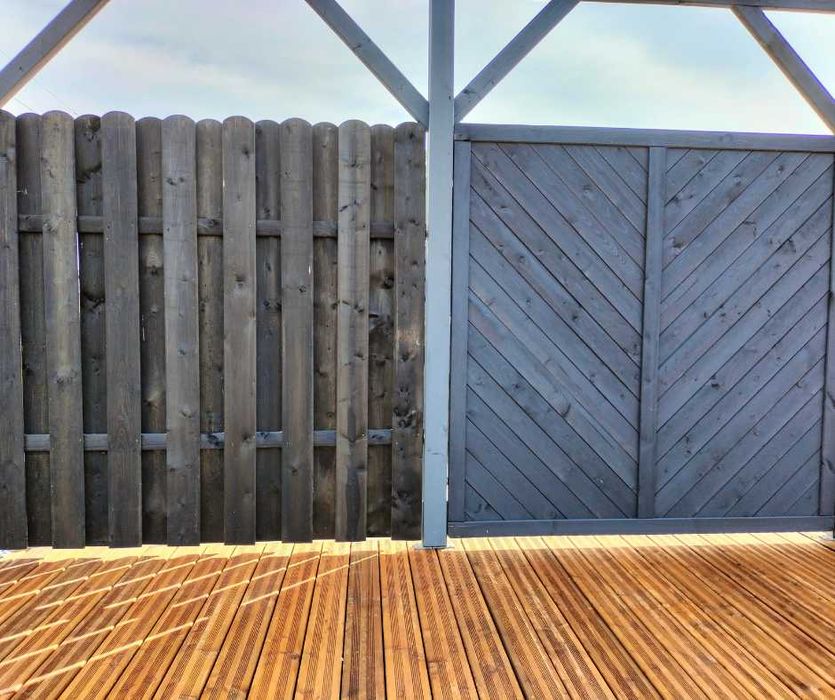 Płot VALAS sztachetowy, antracyt, 180x180cm - drewniany, deskowy