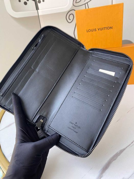 Кожаный органайзер Louis Vuitton черный кошелек Луи Виттон клатч k400