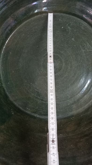 Alguidar Antigo em Barro Vidrado Verde XL – 70cm (Excelente Estado)
