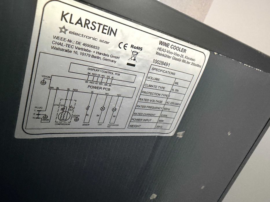 Chłodziarka do wina Klarstein Vivo Vino 26 | 26 butelek | LED | Gdynia