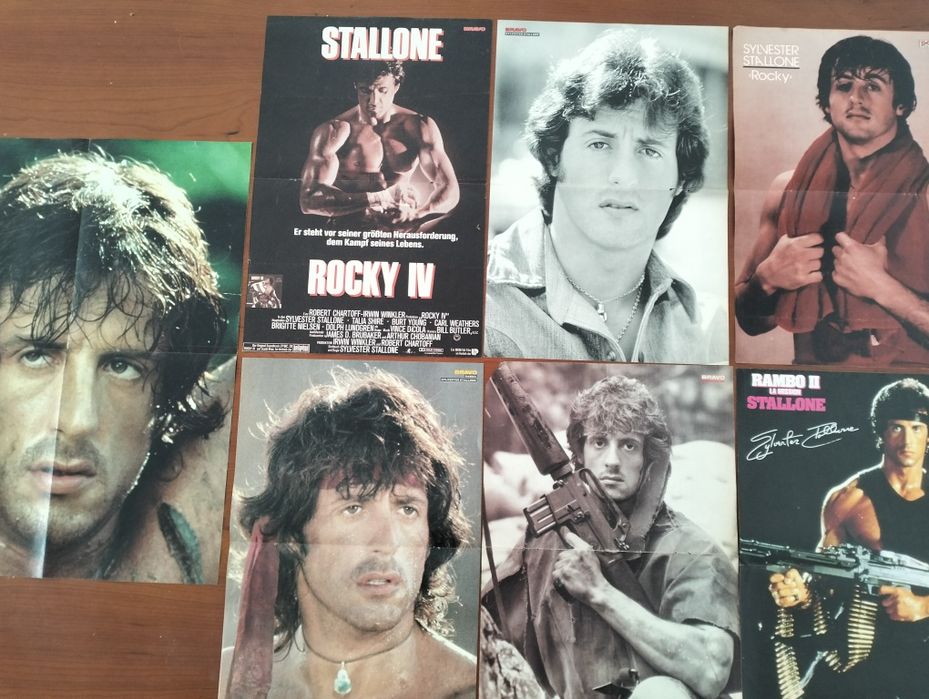 Lote de 7 antigos pôsteres Sylvester Stallone