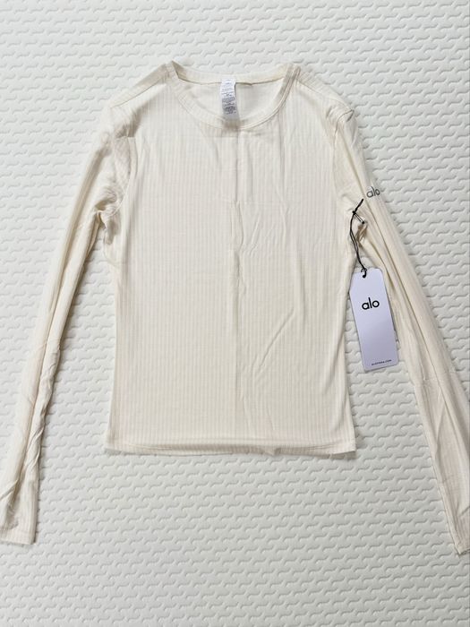Оригінальний лонгслів Alo Yoga Ribbed Sea Coast • White • S