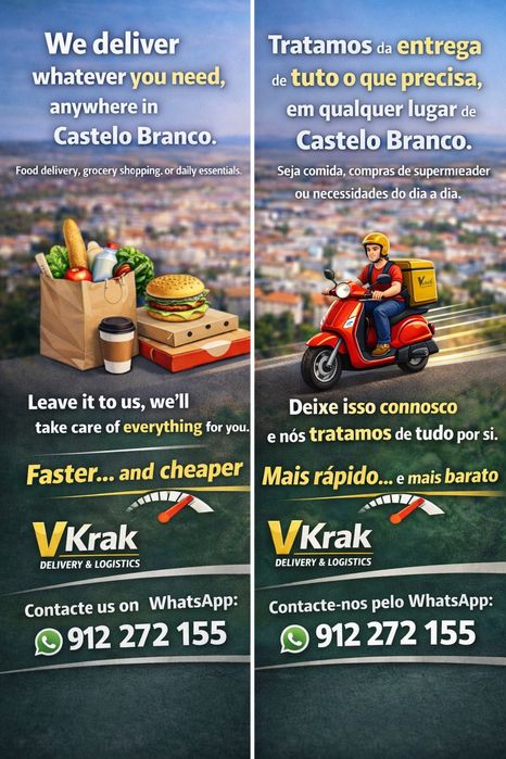 Serviços de entrega de alimentos e compras