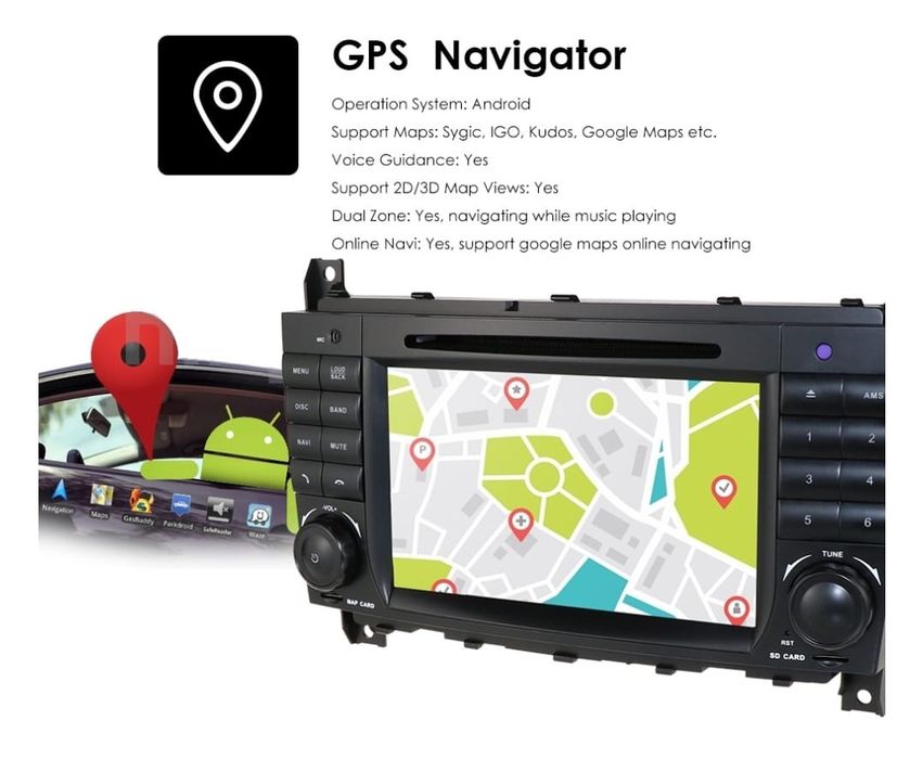 Auto Rádio Android GPS Bluetooth Mercedes Benz W203 clc w209 clk NOVO