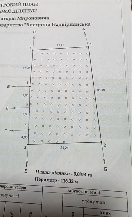 Земельна ділянка СТ Бистриця Надвірнянська