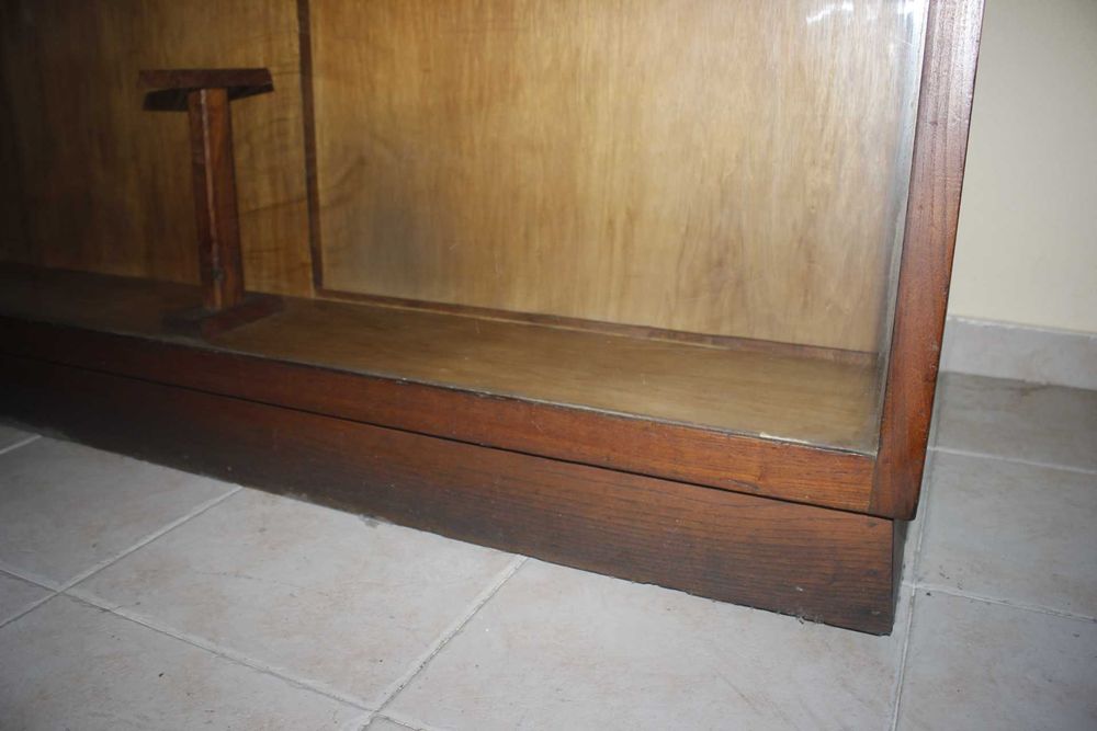 Balcão de Loja-Antigo madeira vidro portas de correr-Vitrine-Expositor