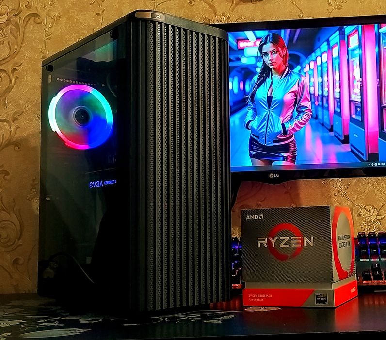 Ryzen 5 2600/GTX1070/ B350/ 16Gb  DDR4 SSD игровой компьютер ПК