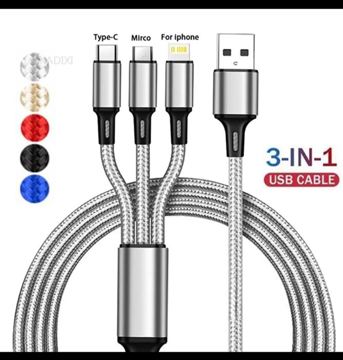 USB cabo de caregamento 3 em 1.