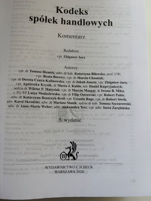 Komentarz Kodeks spółek handlowych Z. Jara 2024