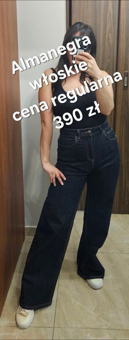 Granatowe jeansy spodnie Almanegra Italy