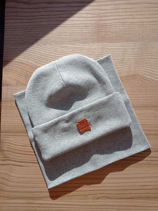 czapka odwijana i komin, komplet dla chłopca, prążek