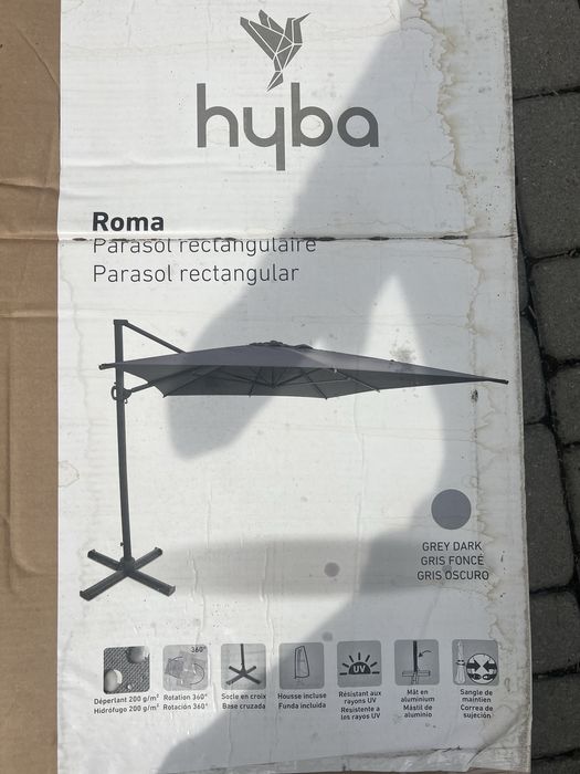 Parasoł ogrodowy hyba roma szary