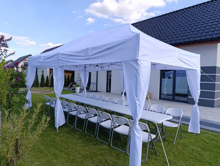 Wynajem namiotów plenerowych, stołów, krzeseł, zastawy