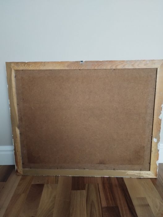 Biały koń obraz ze skóry naturalnej, stary duży 77x61 cm polecam