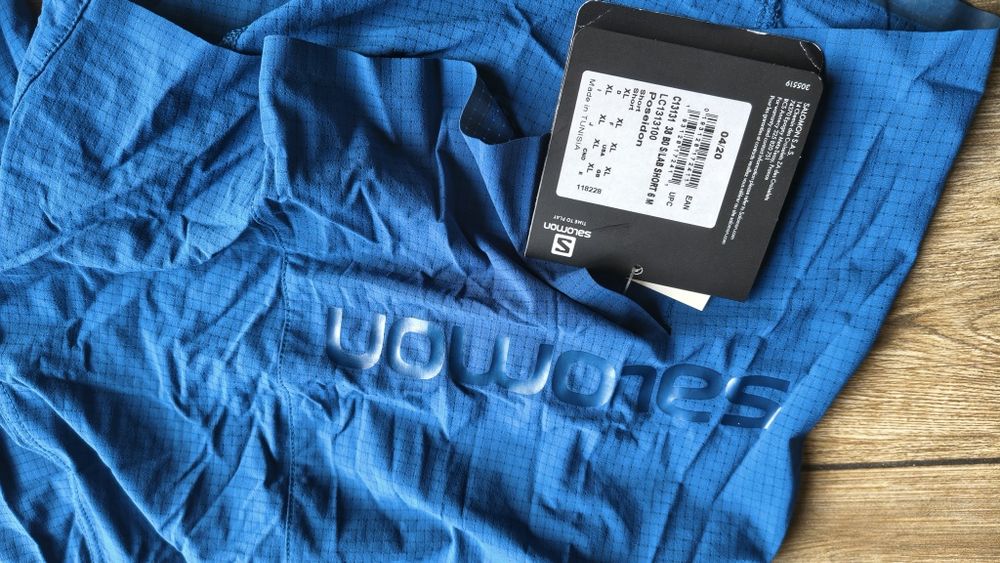 Spodenki lekkie marki Salomon S Lab Short 6 M, granat, NOWE, rozm. XL