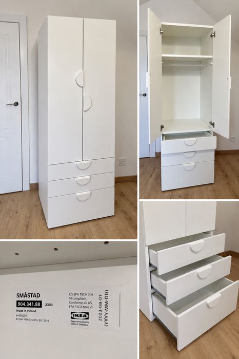 Szafa IKEA SMÅSTAD / PLATSA 60x57x181 cm – biała, 3 szuflady