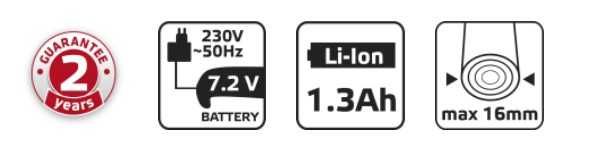 Sekator akumulatorowy 7.2V, LI-ION/1.3AH Verto