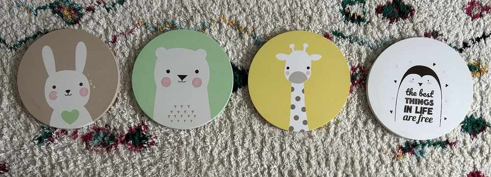 Conjunto de 4 quadros decoração quarto de bebé