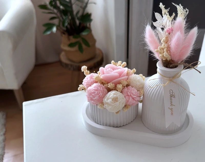 Zestaw Tacka bukiet wazon box kwiatowy z wosku