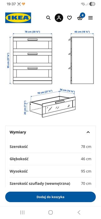 Komoda brimnes 3 szuflady