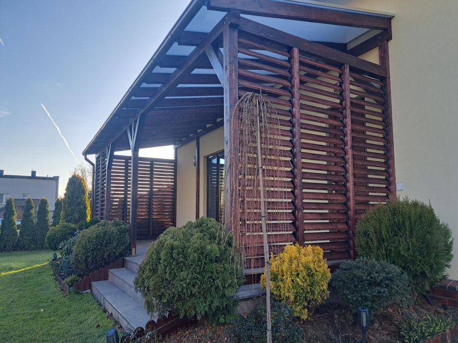 Pergole zadaszenia tarasów wiaty zabudowa  tarasu