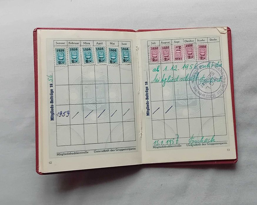 Legitymacja związku zawodowego FDGB - NRD, 1951 r.