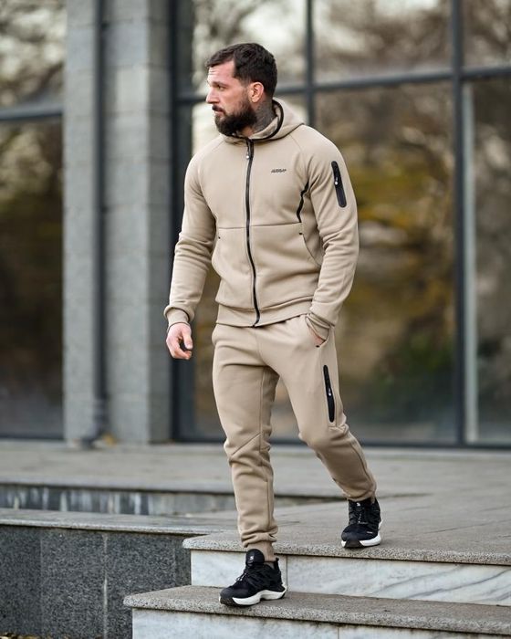 На флісові теплий кофта штани зимовий чоловічий спортивний костюм беж