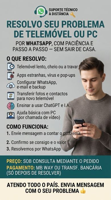 Ajuda técnica  por WhatsApp— Telemóvel ou Pc