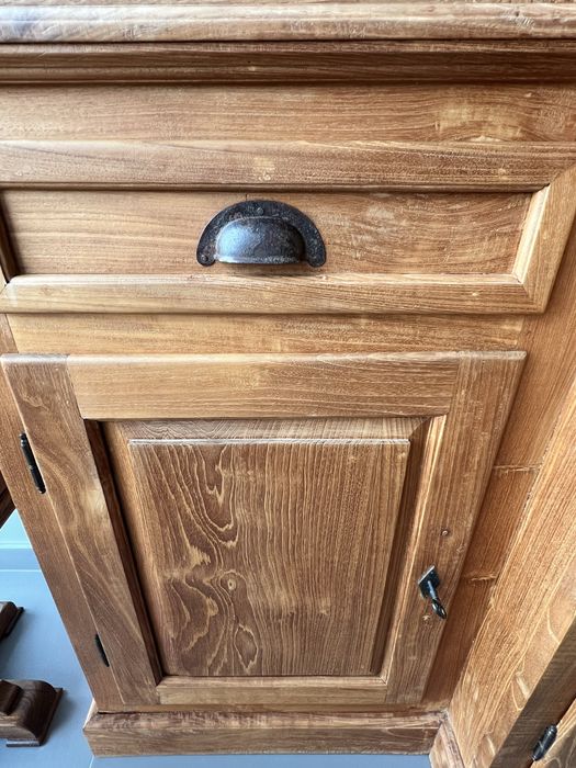 Kredens witryna kolonialna z egzotycznego drewna tekowego