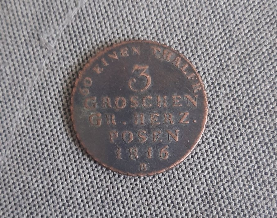 Moneta Wielkie Księstwo Poznańskie 3 grosze 1816 B