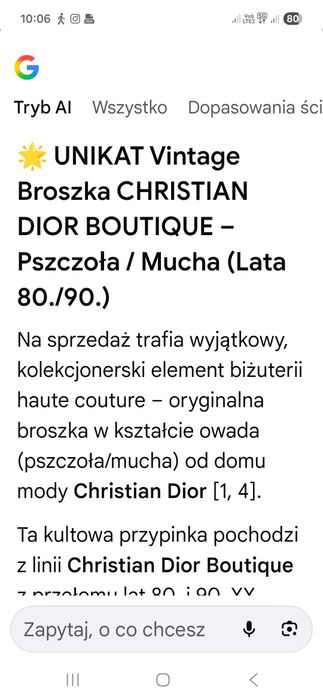 BROSZKA CHRISTIAN DIOR Boutique pszczoła lata 70/80