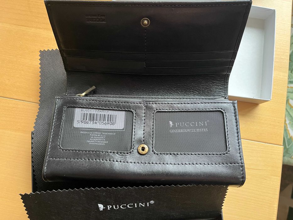 Portfel damski Puccini Murano – skórzany, czarny, nowa