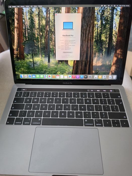 Macbook pro 13". 2019. I7, 16gb ram. Jak nowy. MacOS, windows10
