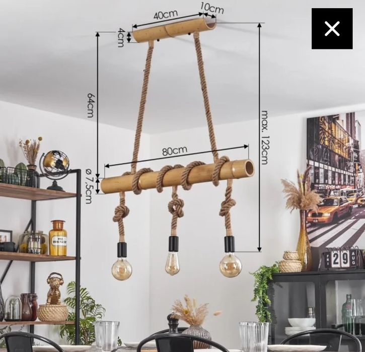 Lampa boho wisząca. Bambus