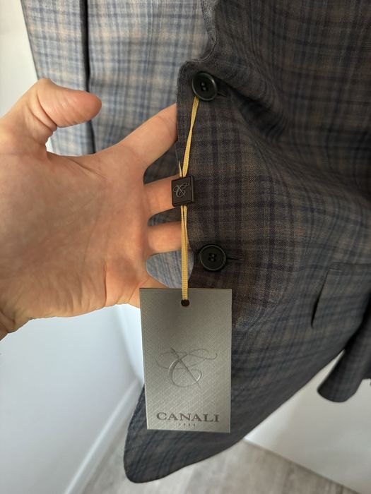 Canali marynarka 100% wool szaro-brązowa krata 56R idealna na zimę