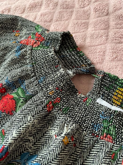 Sukienka Reserved szara vintage w kwiaty jodełka Boho retro M 38