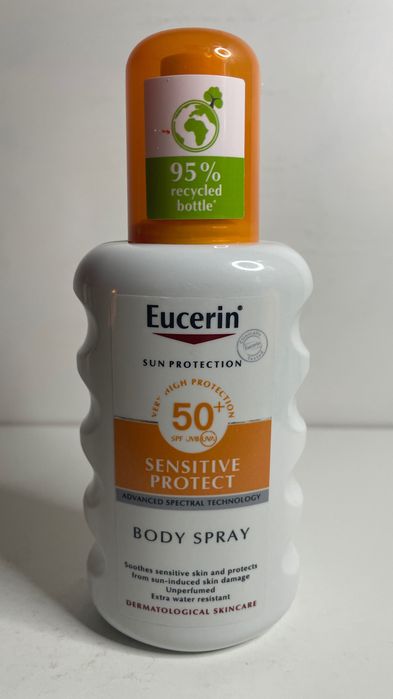 (121) Eucerin Sun Protection Sensitive Protect, spray ochronny do twarzy i ciała SPF50+, 200ml