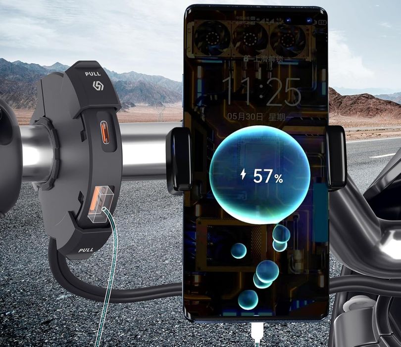 Carregador de telemóvel circular para moto