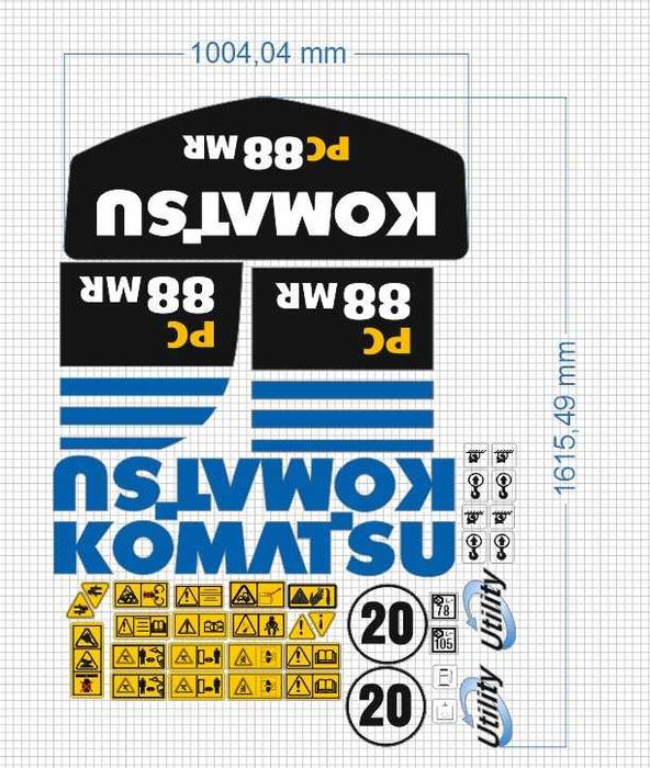 naklejki oklejenie komatsu pc88mr inne modele