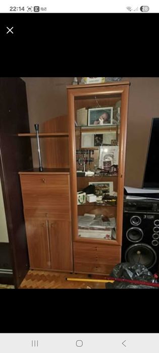 Regał, słupek z witrynķą i barkiem