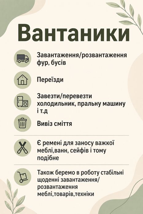Послуги вантажників