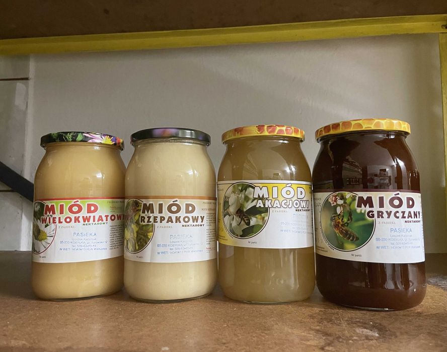 Polski miód akacja, lipa, wielokwiat, rzepak, gryka z własnych