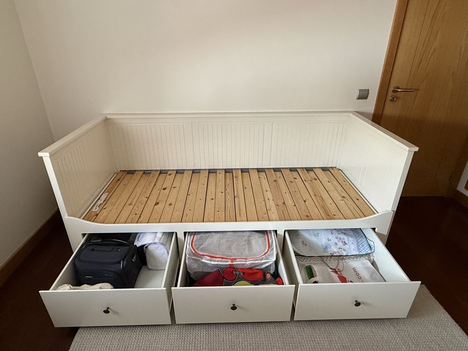 HEMNES IKEA Cama indiv/dupla c/3 gav, branco, 80x200 cm