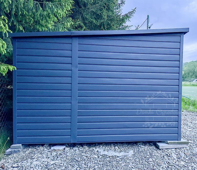Schowek Domek Ogrodowy 3x3m Drzwi Antracyt Biały Dach Spad w tył ID570