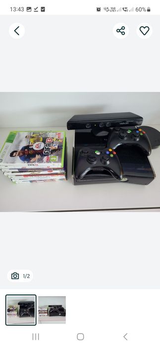 Xbox 360 + kinect + 2 pady + 9 gier