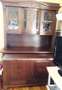 Kredens zabytkowy dwuczesciowy po renowacji z poczatku XX wieku